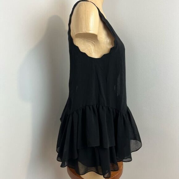 Snidel Women’s Size XSl Black Sleeveless Baby Doll Mini Ruffled Hem Romper Dress - Picture 2 of 13